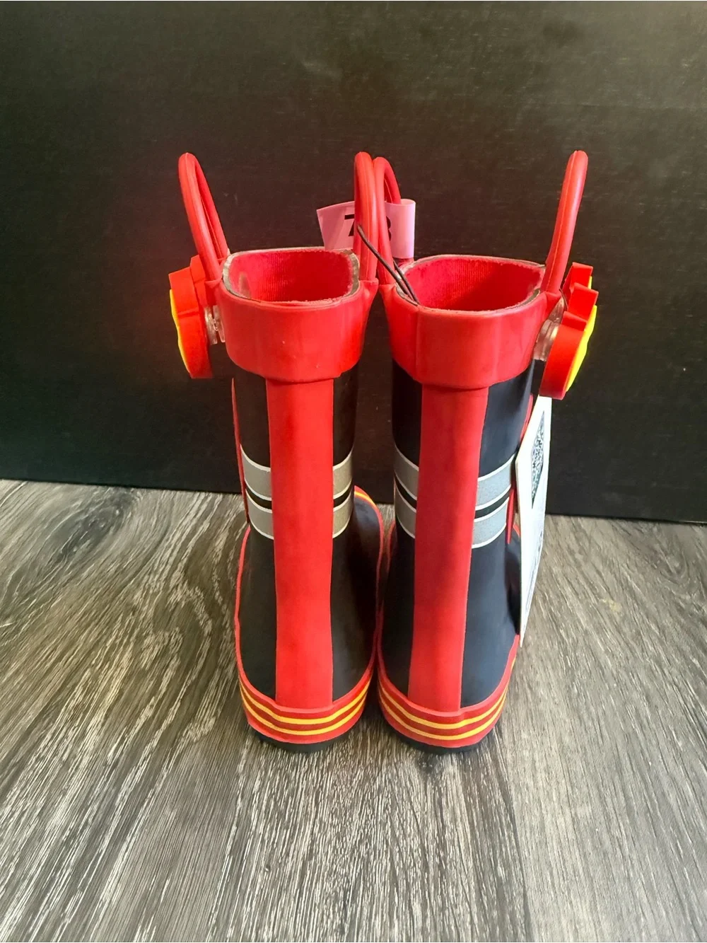 Kids Fire Truck Themed Red and Black Rain Boots